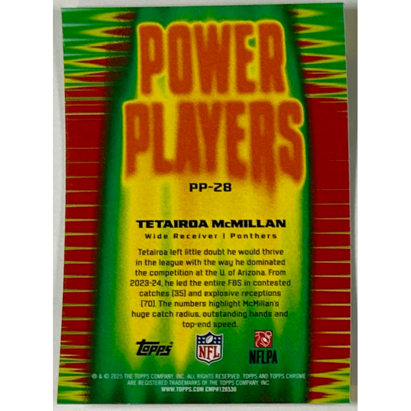 Tetairoa McMillan 2025 topps chrome power player rookie