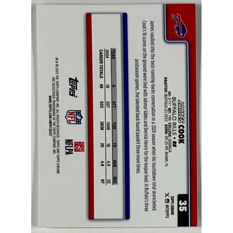 James Cook 2025 topps chrome raywave refractor