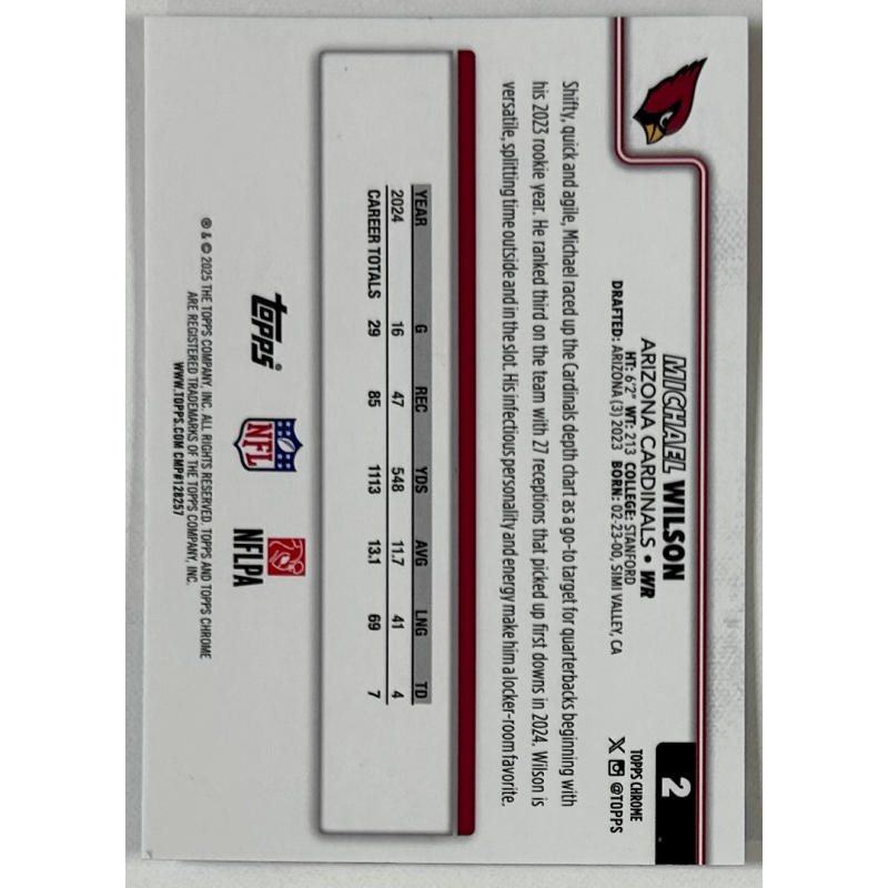 Michael Wilson 2025 topps chrome red white blue