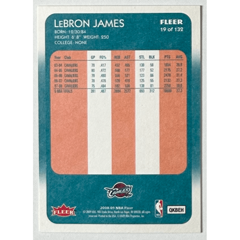 LeBron James 2008-09 Fleer 1988-89 variation