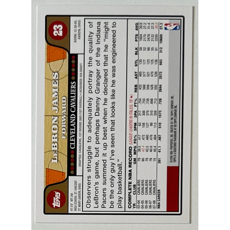 LeBron James 2008-09 Topps 23