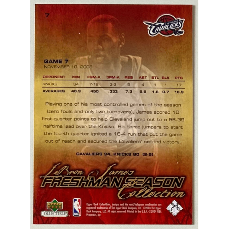 LeBron James 2004-05 Upper Deck LeBron James Freshman Season 7