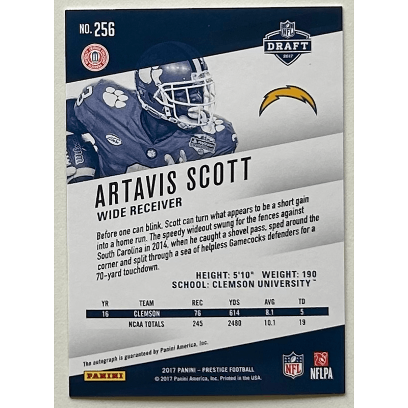 ARTAVIS SCOTT 2017 Panini Prestige rookie autograph