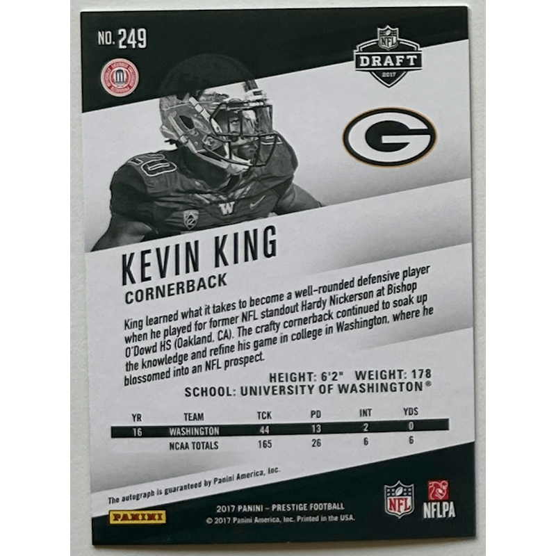 KEVIN KING 2017 PRESTIGE XTRA POINTS purple rookie autograph 003/100