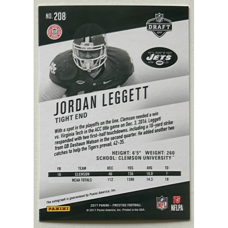 JORDAN LEGGETT 2017 PRESTIGE XTRA POINTS purple rookie autograph 091/100
