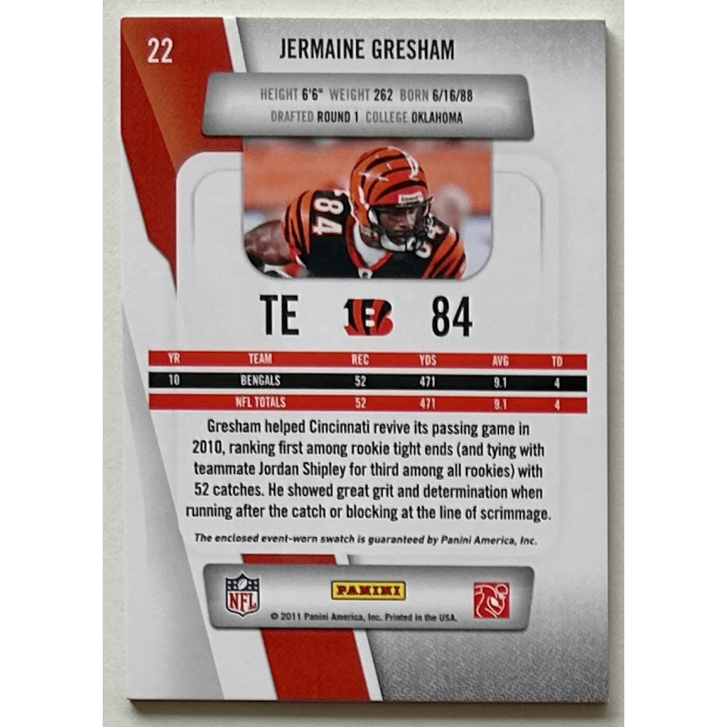 JERMAINE GRESHAM 2011 Panini prestige rookie review jersey