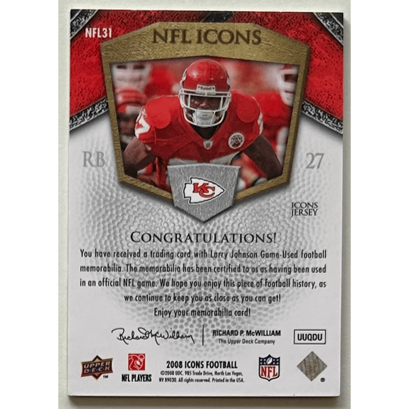 LARRY JOHNSON 2008 Upper deck icons jersey 47/50