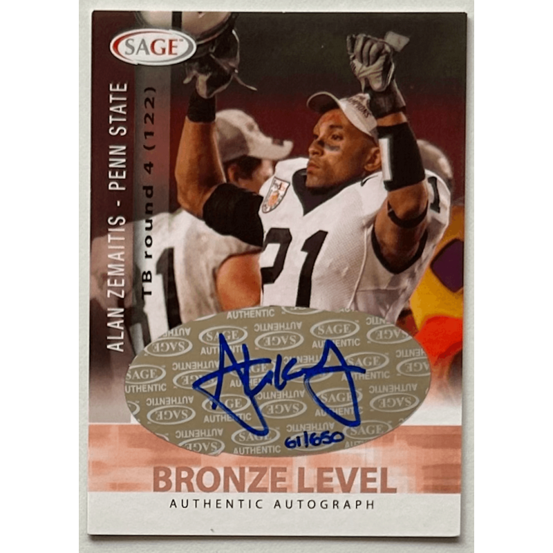 ALAN ZEMAITIS 2006 SAGE BRONZE LEVEL Autograph 061/650