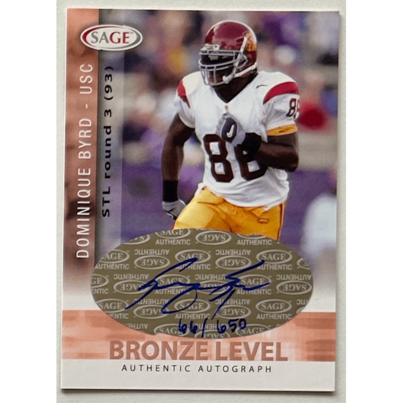 DOMINIQUE BYRD 2006 SAGE BRONZE LEVEL Autograph 066/650