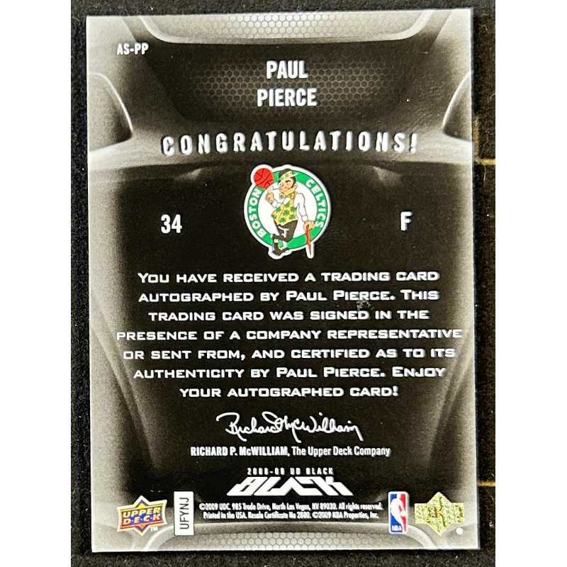 Paul Pierce 2008-09 UD Black All-Star Autograph 16/25