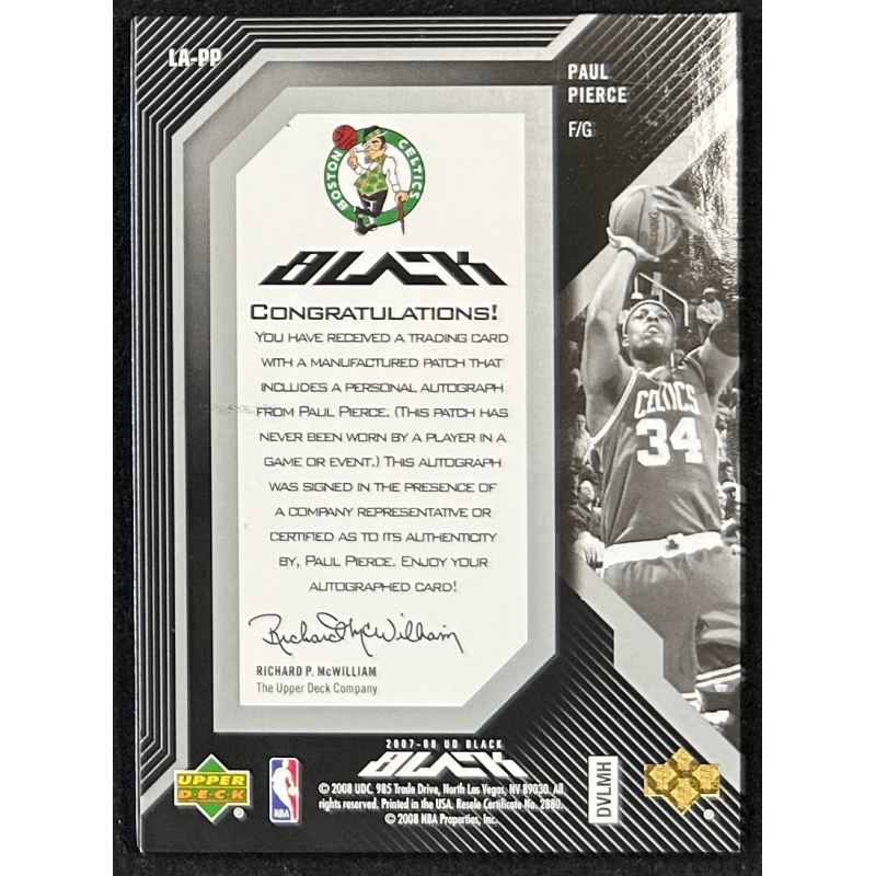Paul Pierce 2007-08 UD Black Letters Autograph P 03/25