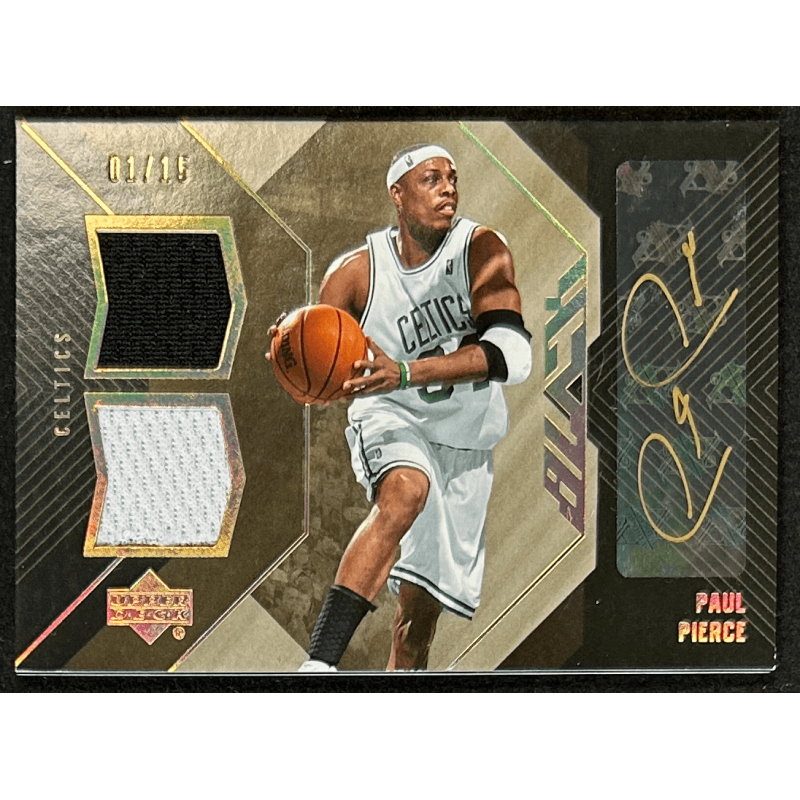 Paul Pierce 2006-07 UD Black Dual Materials Autograph 01/15