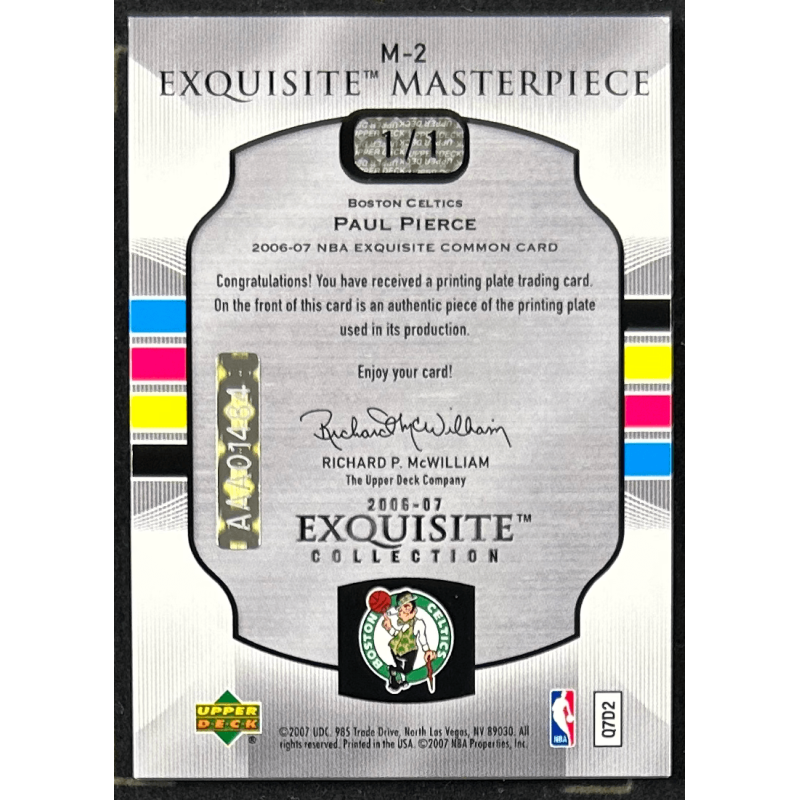 Paul Pierce 2006-07 Exquisite Masterpiece Print Plate Magenta 1/1 Autograph