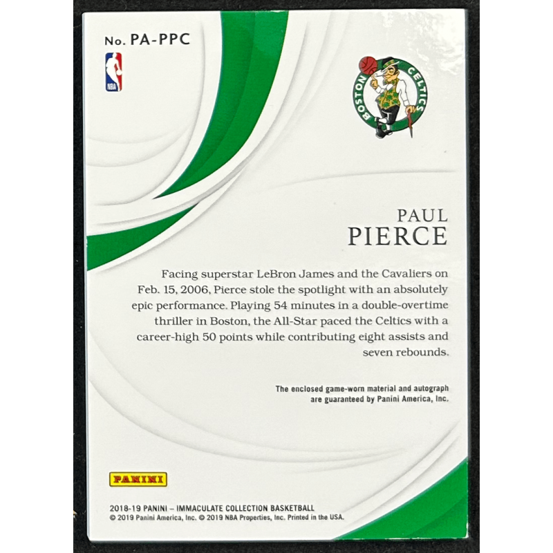 Paul Pierce 2018-19 Immaculate Collection Patch Autograph 16/35