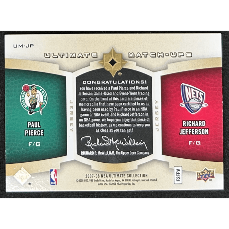 Paul Pierce / Richard Jefferson 2007-08 Ultimate Collection Matchups Gold 45/50