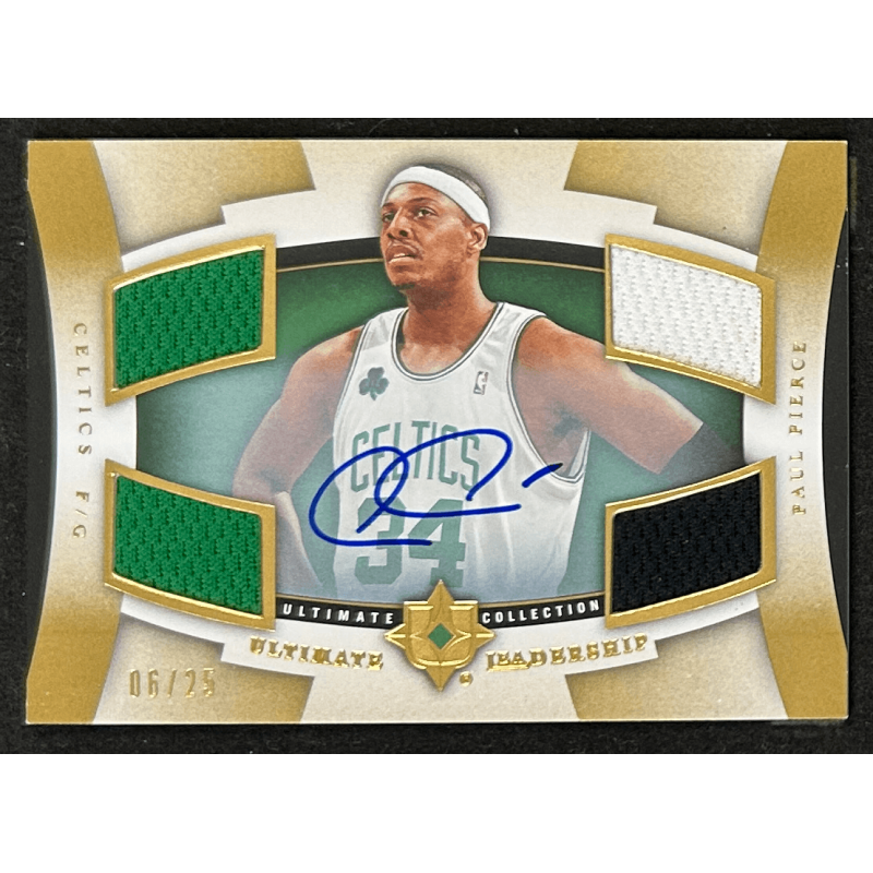 Paul Pierce 2007-08 Ultimate Collection Leadership Gold JERSEY AUTO 06/25