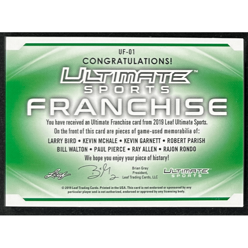 Bird /Garnett / Pierce /Allen /Rondo2019 Leaf Ultimate Sports The Ultimate Franchise Relics 1/3