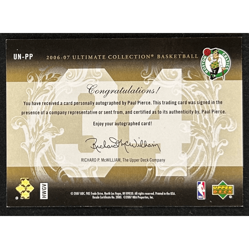 Paul Pierce 2006-07 Ultimate Collection Numbers autograph 33/34