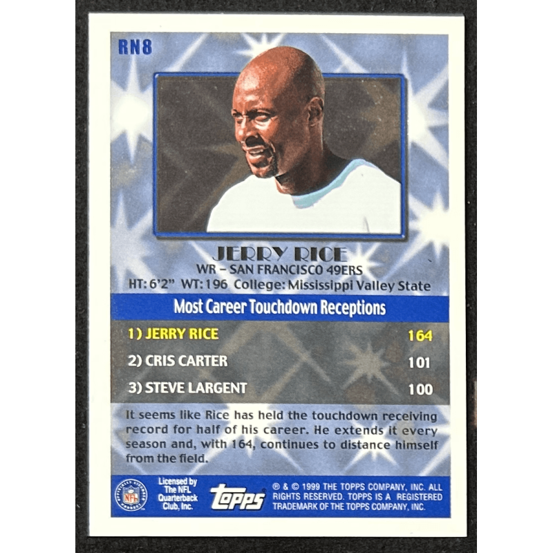 JERRY RICE 1999 Topps Record Numbers RN8