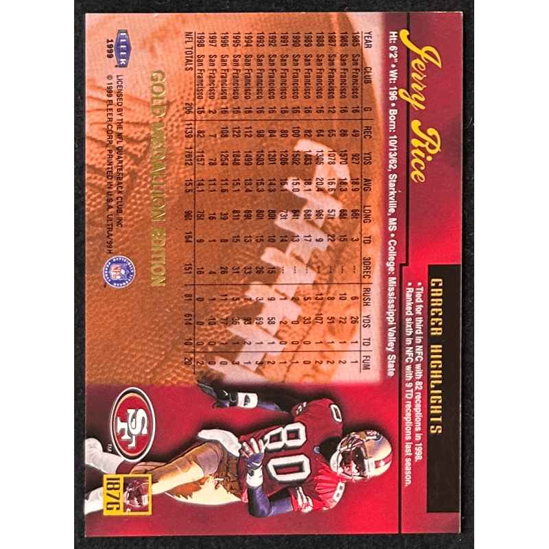 JERRY RICE 1999 Fleer Ultra Gold Medallion