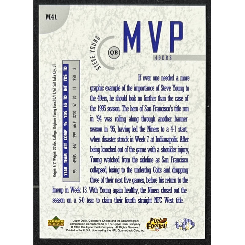STEVE YOUNG 1996 Collector's Choice MVPs