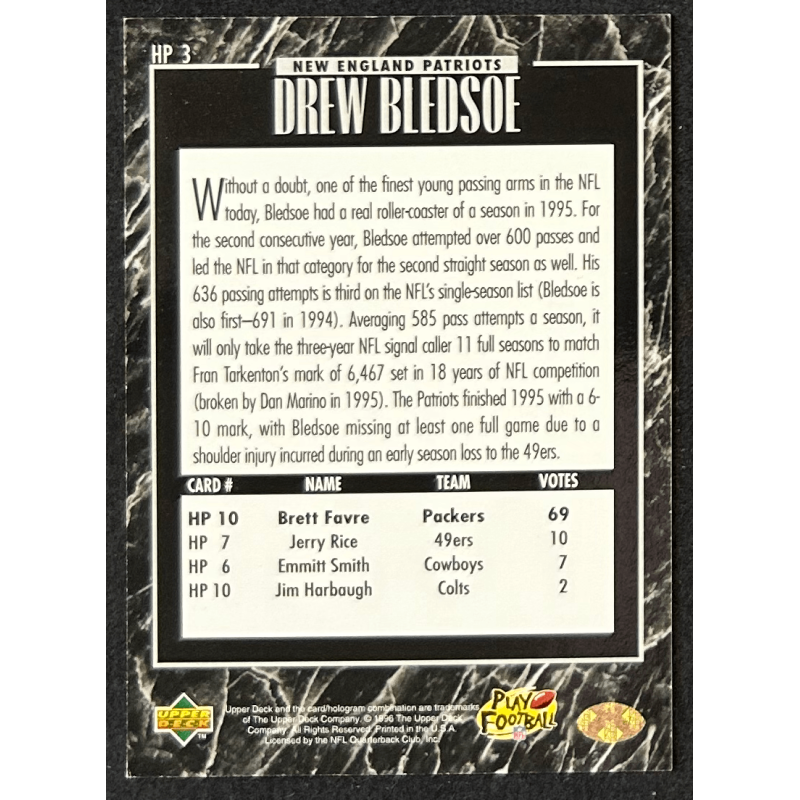 DREW BLEDSOE 1995 Upper Deck Predictor Award Winners Prizes