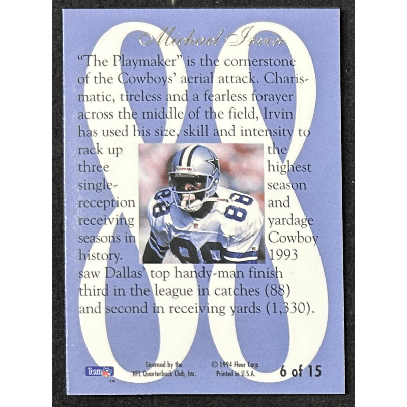 MICHAEL IRVIN 1994 Ultra Flair Hot Numbers