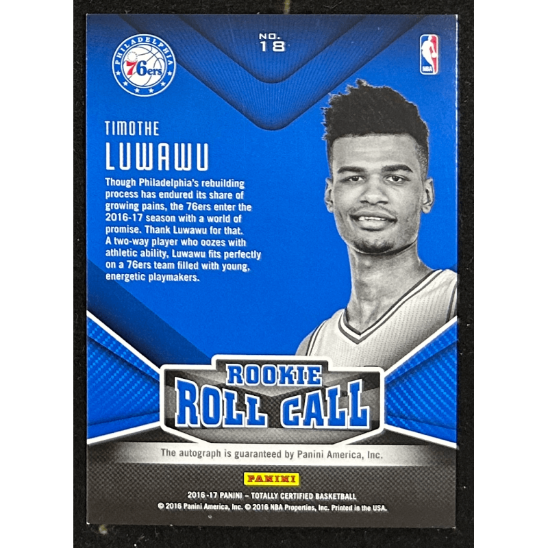 Timothe Luwawu 2016-17 Totally Certified Rookie Roll Call Autographs Gold 2/10