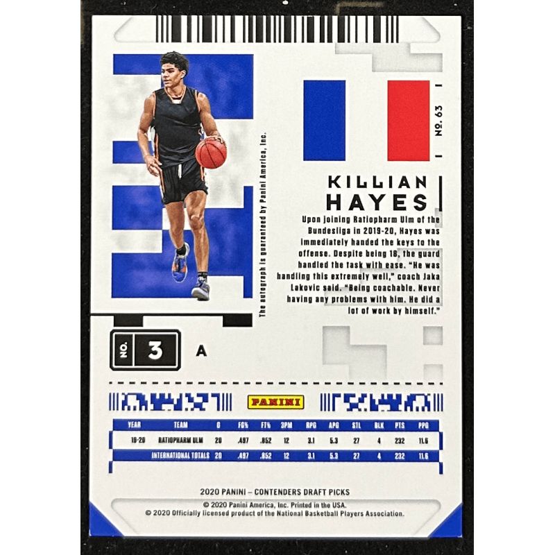 Killian Hayes 2020-21 Panini Contenders Draft Picks Autograph