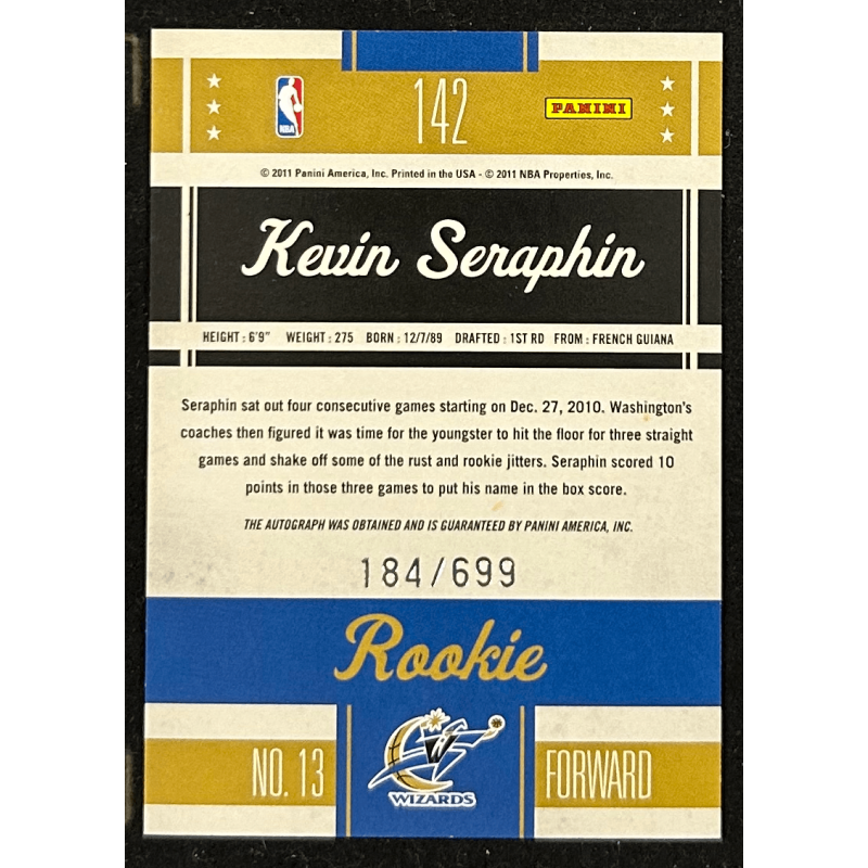 Kevin Seraphin 2010-11 Classics rookie autograph 184/699