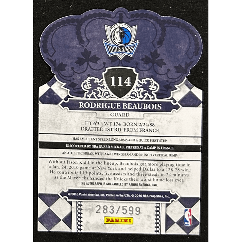 Rodrigue Beaubois 2009-10 Crown Royale rookie autograph 283/599