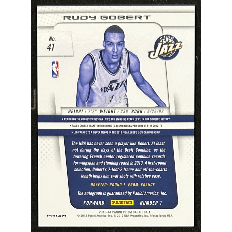 Rudy Gobert 2013-14 Panini Prizm Autograph Prizm 10/25