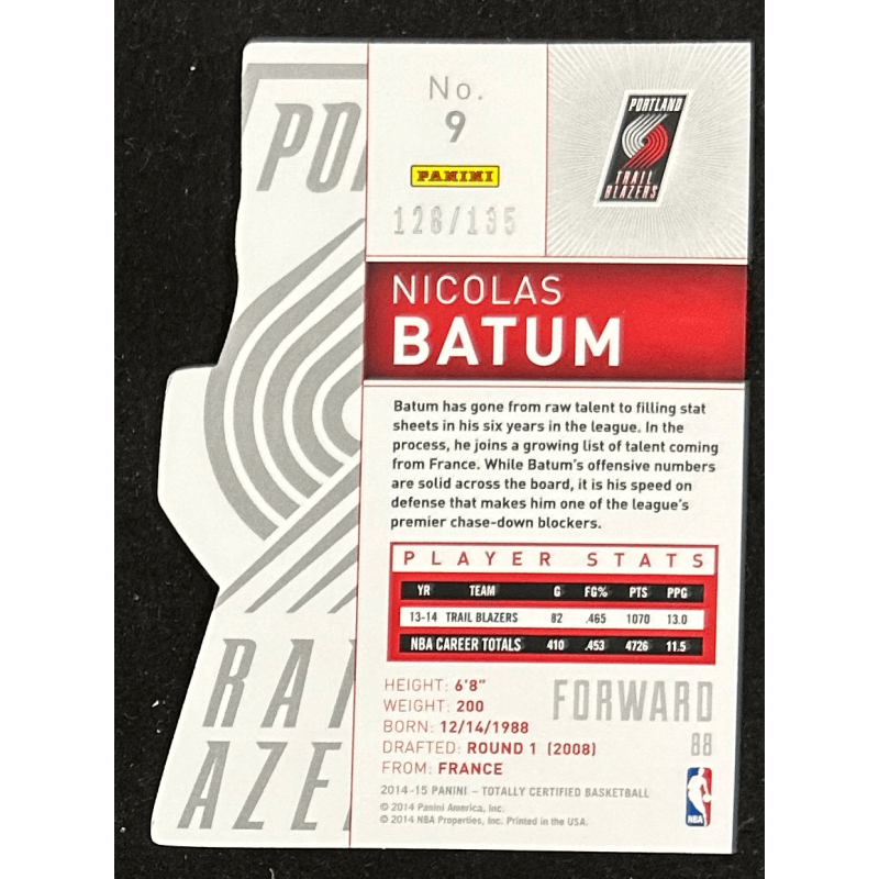 Nicolas Batum 2014-15 Totally Certified Platinum Mirror Red Die Cuts 128/135