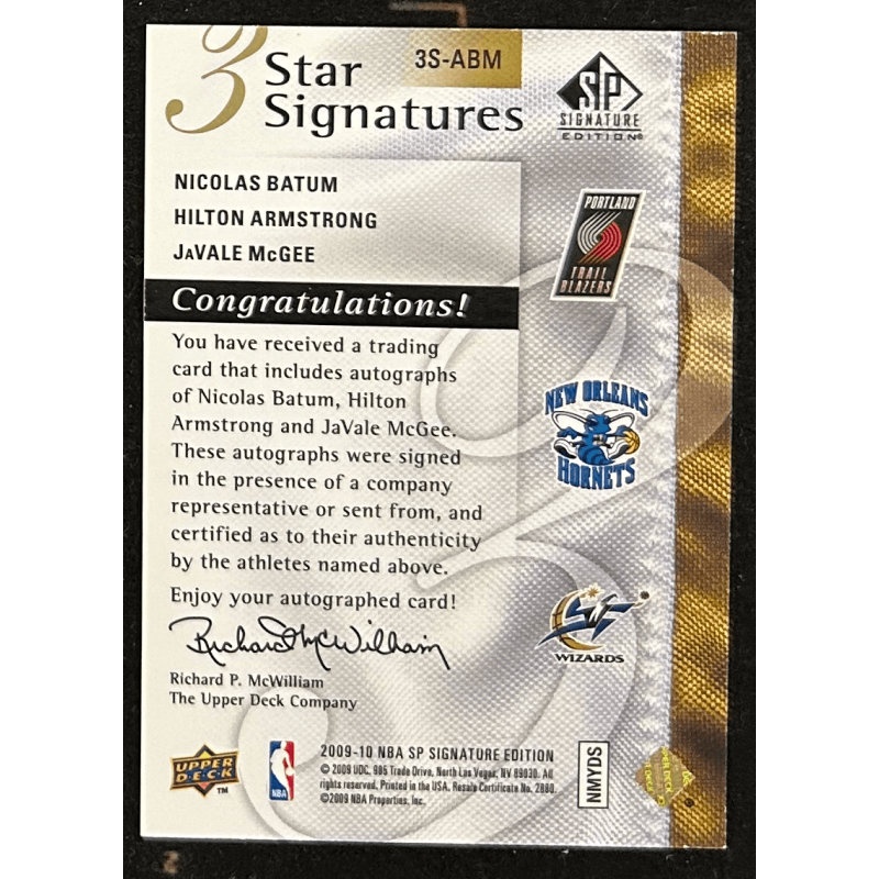 Armstrong /Batum / McGee 2009-10 SP Signature Edition 3 Star Signatures 93/199..