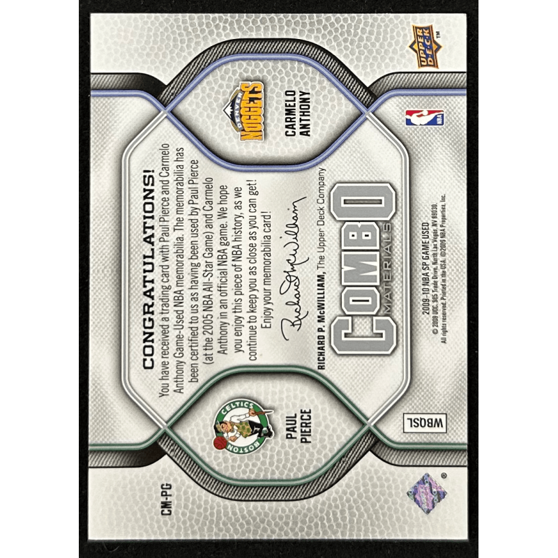 Anthony / Pierce 2009-10 SP Game Used Combo Materials 411/499