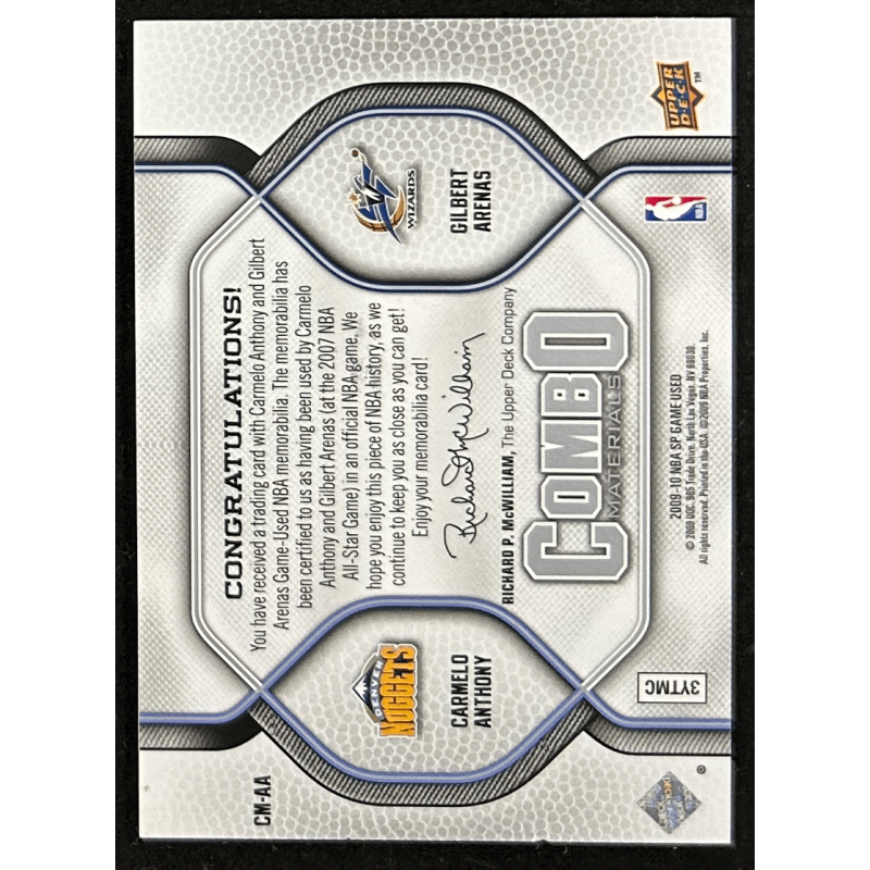 Anthony / Arenas 2009-10 SP Game Used Combo Materials 337/499