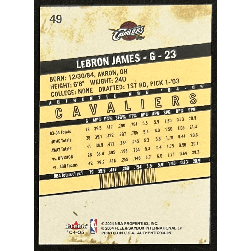 LeBron James 2004-05 Fleer Authentix 49