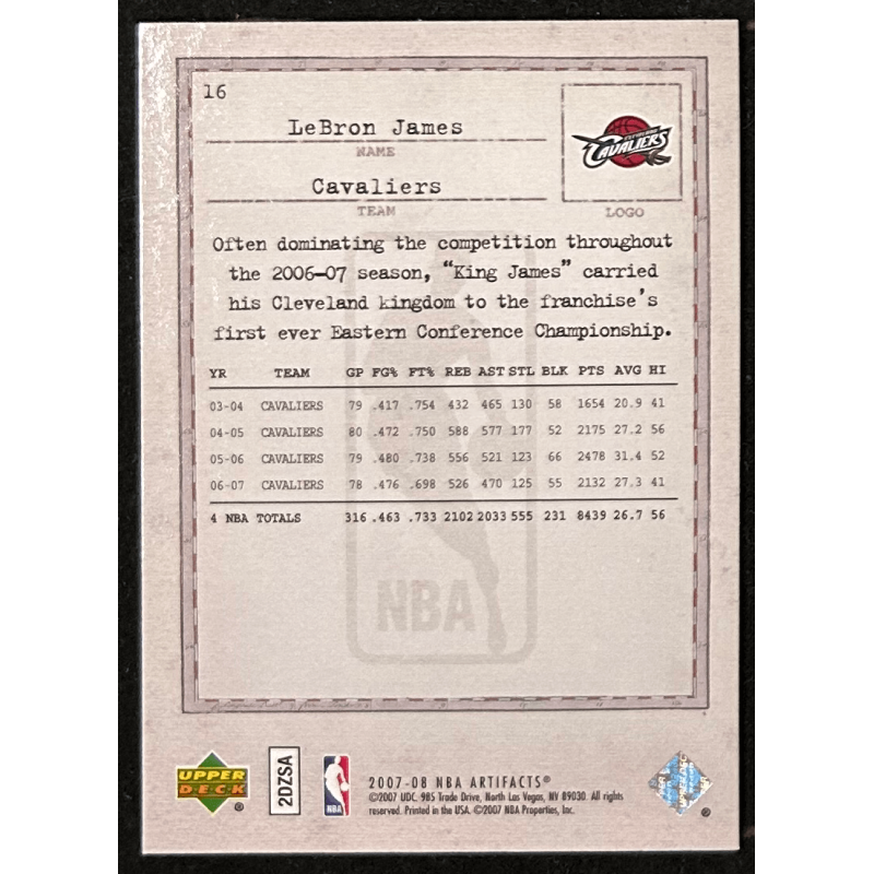 LeBron James 2007-08 Upper deck Artifacts - 16