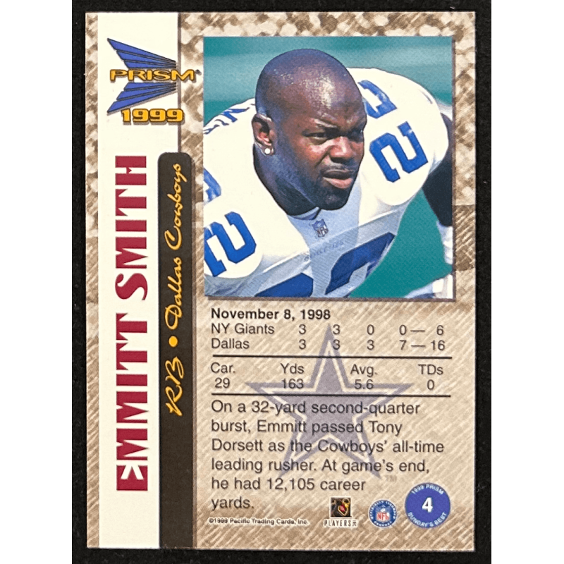 Emmitt Smith 1999 Pacific Prisms Sunday's Best 4