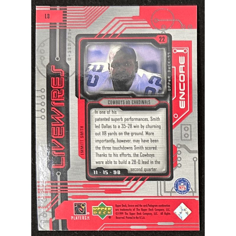 Emmitt Smith 1999 Upper Deck Encore Live Wires L3