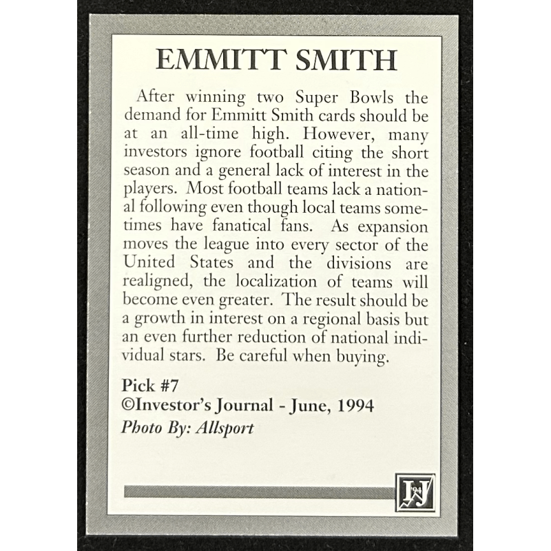 Emmitt Smith 1994 Investor's Journal 7