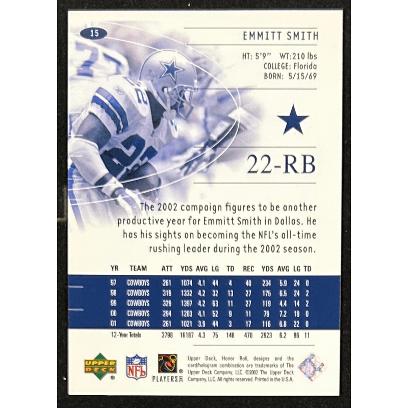 Emmitt Smith 2002 Upper Deck Honor Roll 15