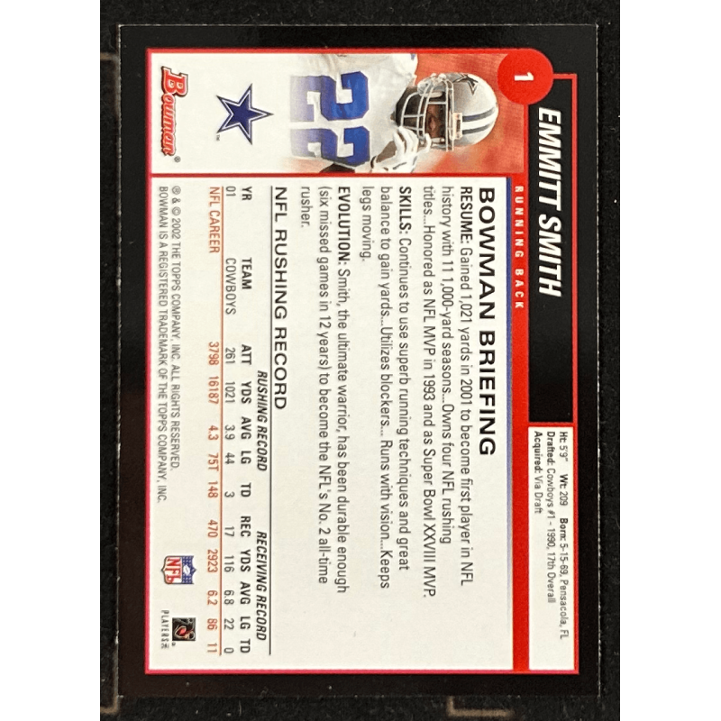 Emmitt Smith 2002 Bowman 1