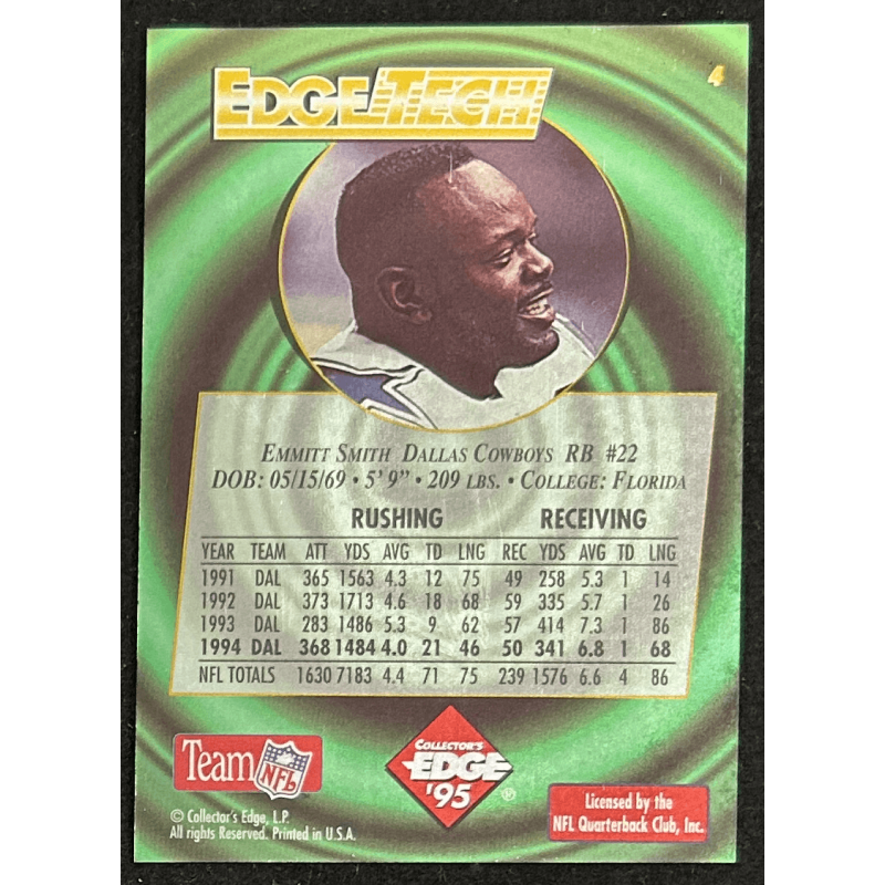 Emmitt Smith 1995 Collector's Edge EdgeTech Black Label Prism