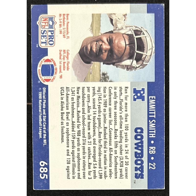 Emmitt Smith 1990 Pro Set rookie 685