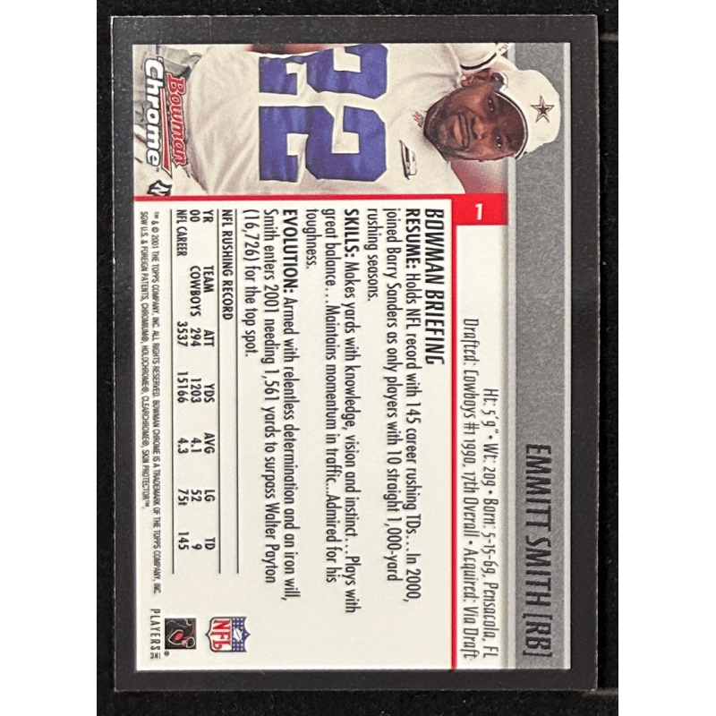 Emmitt Smith 2001 Bowman Chrome 1