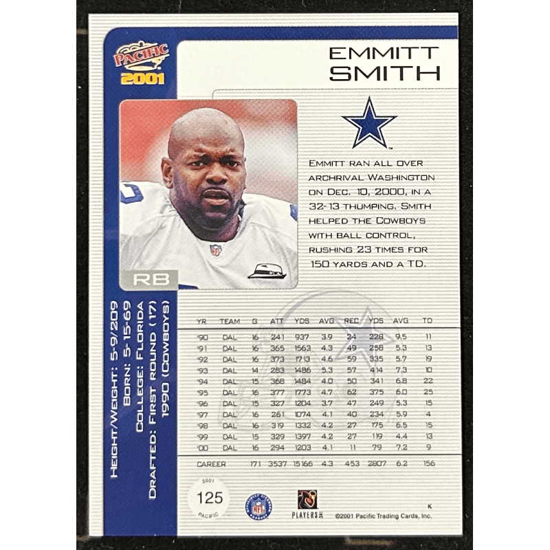 Emmitt Smith 2001 Pacific 125