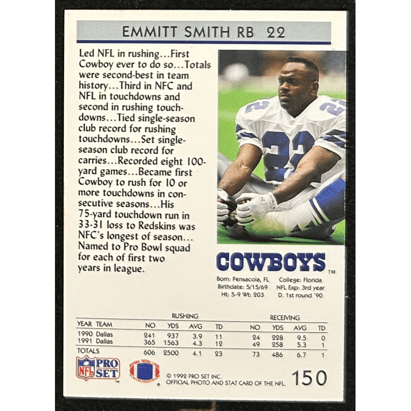 Emmitt Smith 1992 Pro Set 150
