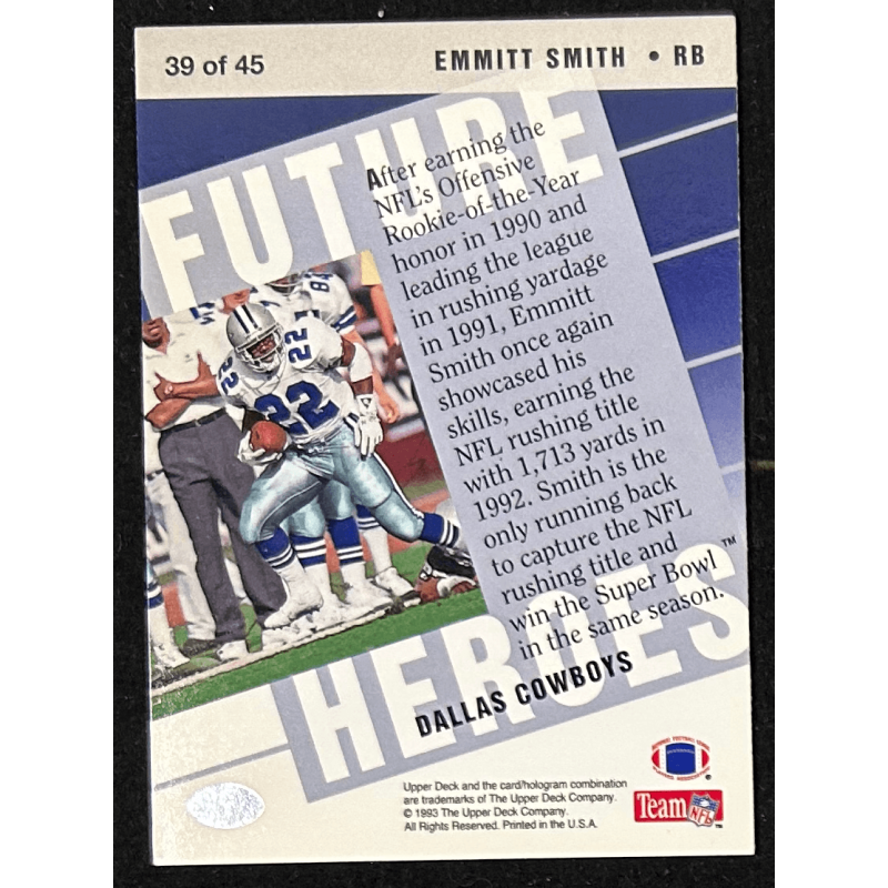 Emmitt Smith 1993 Upper Deck Future Heroes 39