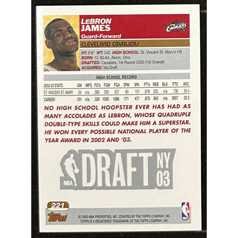 LeBron James 2003-04 Topps rookie - 221